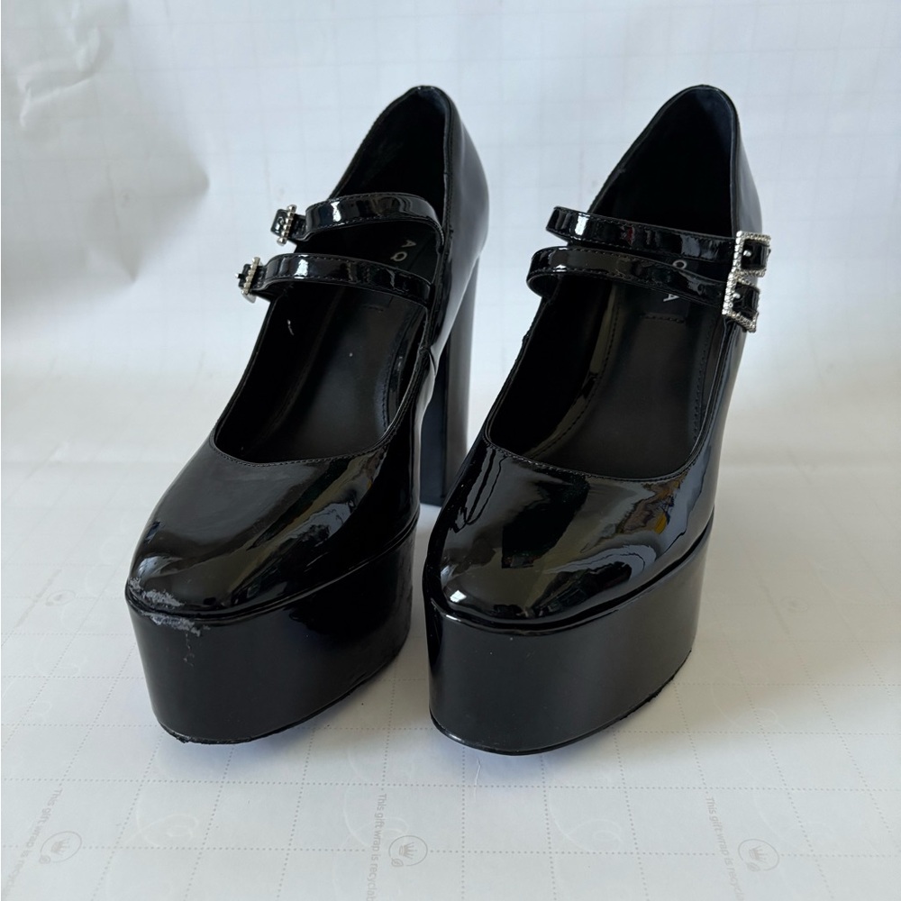 Aqua Black Platform Shoes with Chunky Sole